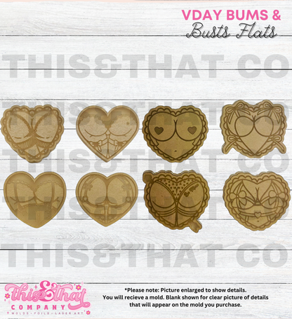 Silicone Mold For Resin |  VDay Heart Shaped Bums & Busts