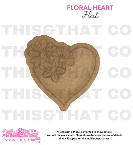 Silicone Mold for Resin | Floral Heart Flat