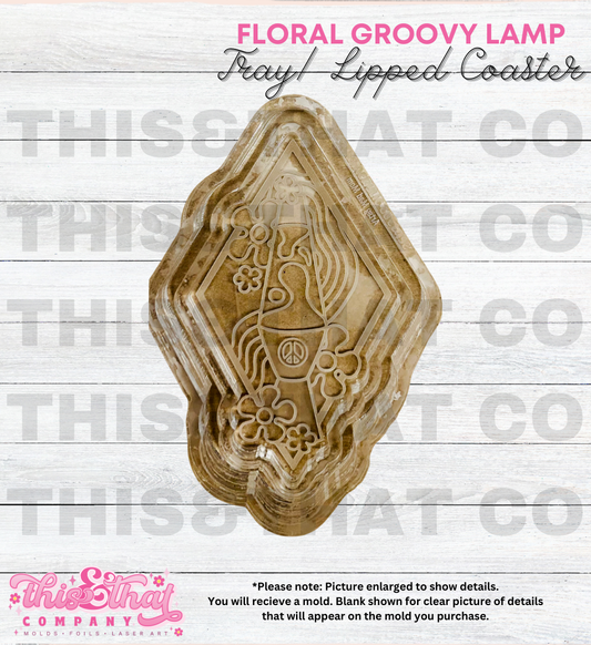 Silicone Mold For Resin |  Floral Groovy Lamp Tray/ Lipped Coaster