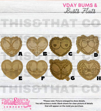 Silicone Mold For Resin |  VDay Heart Shaped Bums & Busts