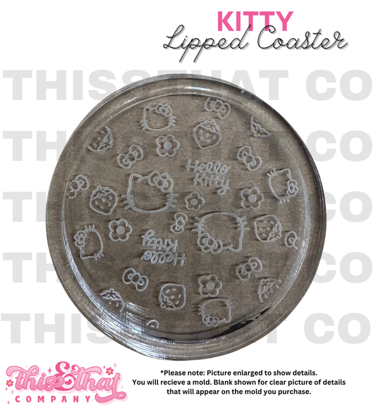 Silicone Mold For Resin | Kawaii Cat Lipped Etched  Coaster