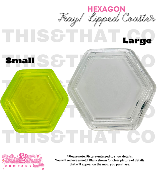 Silicone Mold For Resin |  Hexagon Tray / Lipped Coaster (2 Sizes)