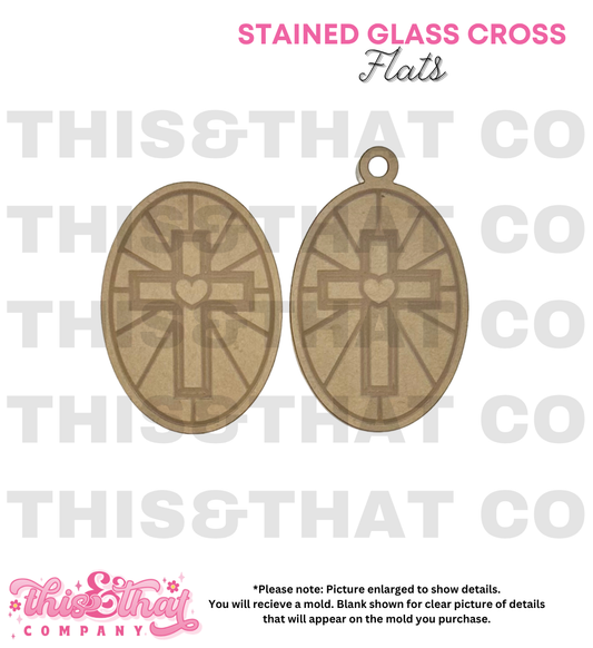 Silicone Mold For Resin | Stained Glass Cross Flat/ Keychain