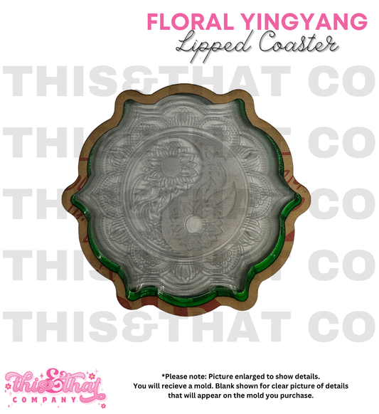 Silicone Mold for Resin | Floral Mandala Ying Yang Lipped Coaster Mold
