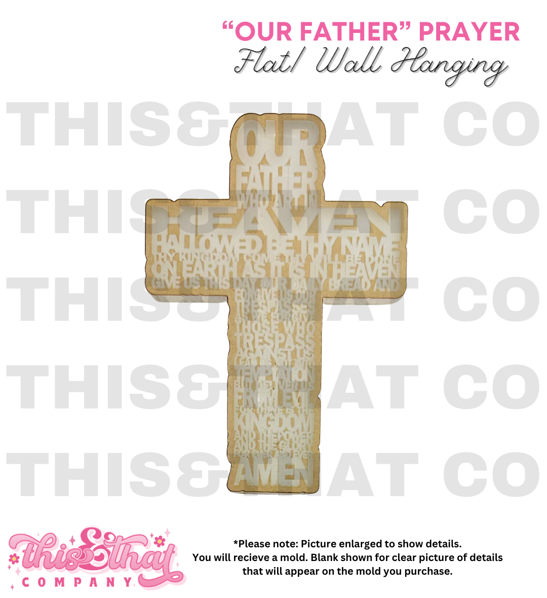 Silicone Mold For Resin | "Our Father" Prayer Cross Flat/ Wall Hanging