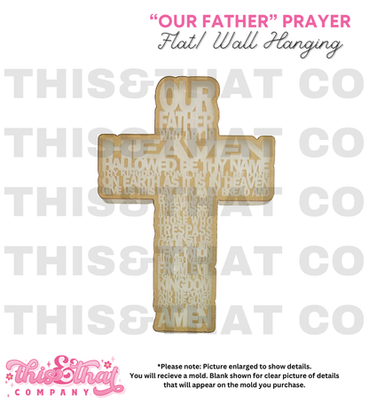 Silicone Mold For Resin | "Our Father" Prayer Cross Flat/ Wall Hanging