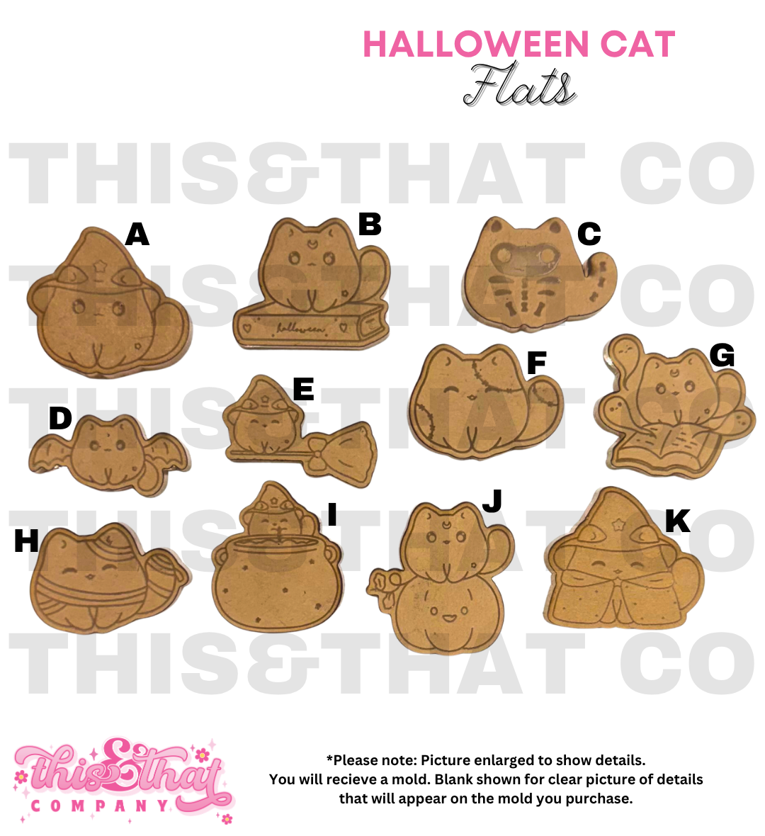 Silicone Mold for Resin | Halloween Cat Flats