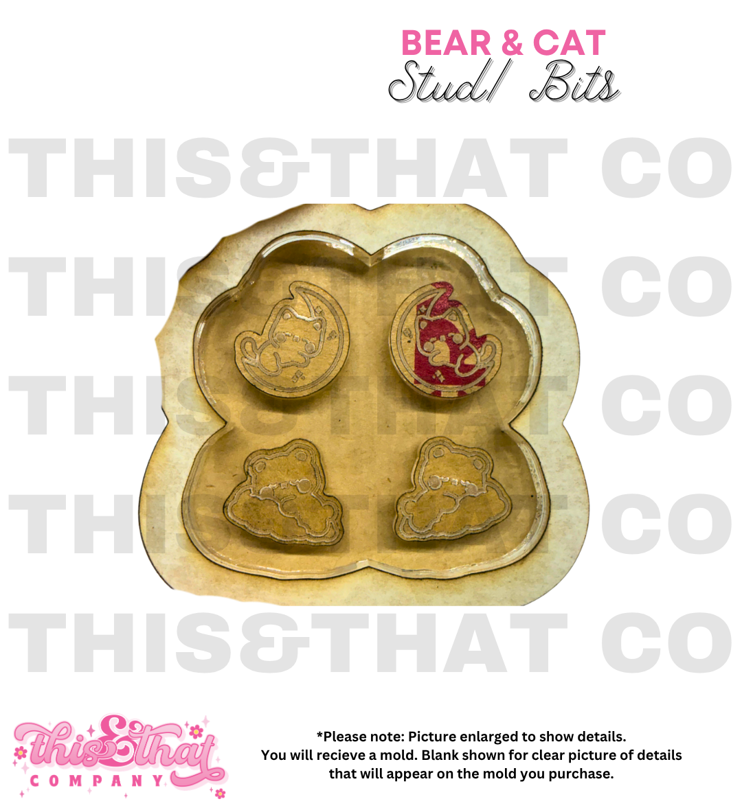 Silicone Mold for Resin | Bear and Cat Studs/ Bits