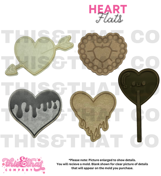 Silicone Mold For Resin | Heart Flats