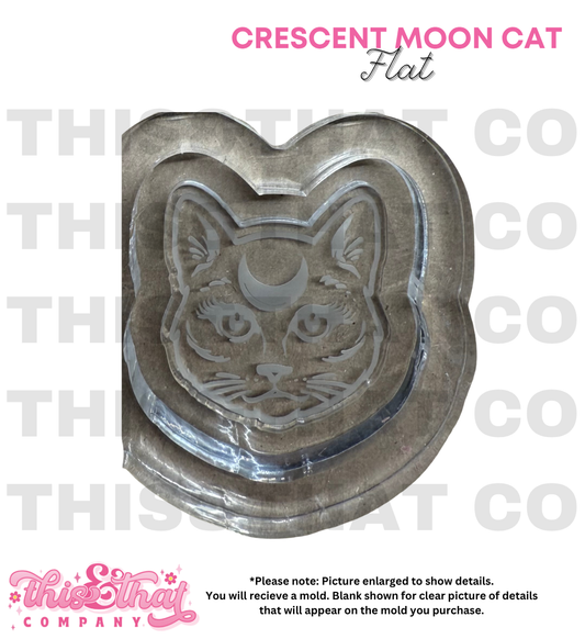 Silicone Mold For Resin | Crescent Moon Cat Flat