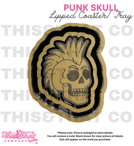 Silicone Mold For Resin | 'Punk Skull' Lipped Coaster/Tray