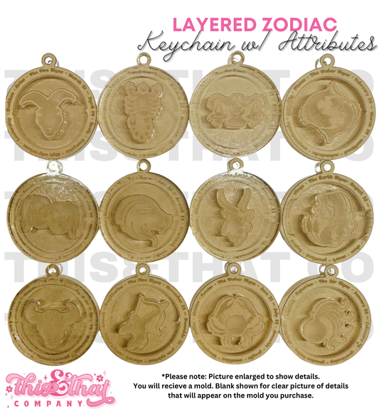 Silicone Mold for Resin | Layered Zodiac Keychain w/ Attributes