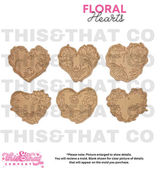 Silicone Mold For Resin | Floral Hearts