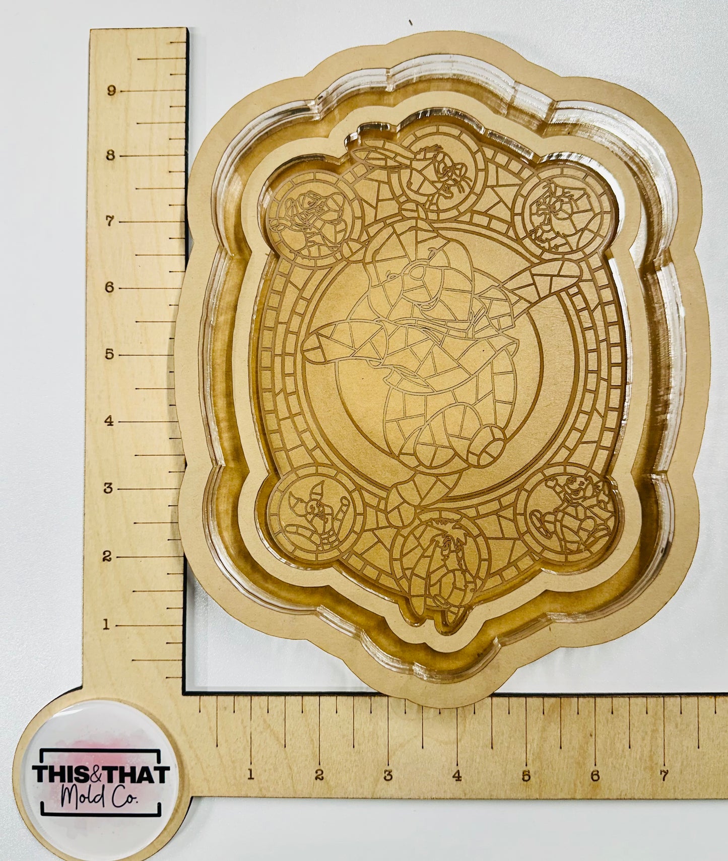 Silicone Mold For Resin |  Bear Stained Glass Tray / Lipped Coaster