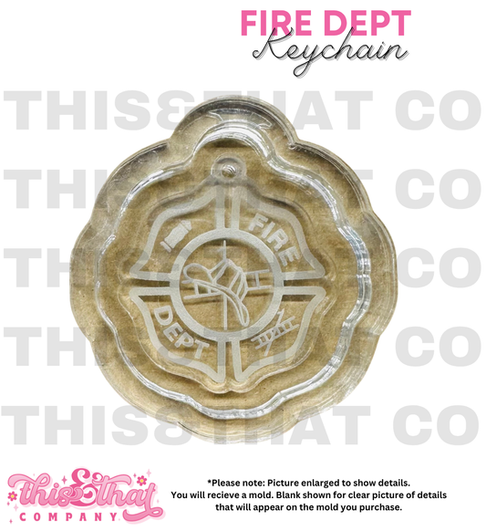 Silicone Mold For Resin | Fire Department Keychain with Hole