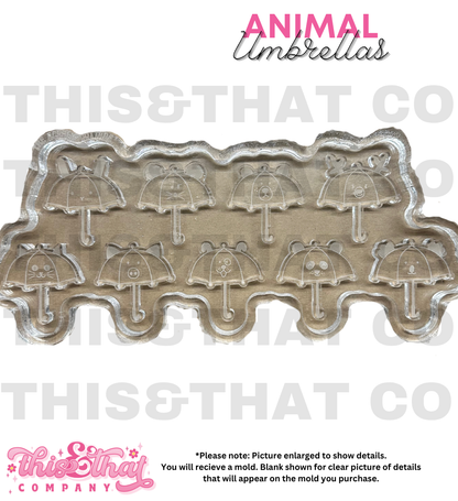 Silicone Mold For Resin | Umbrella Animals Palette
