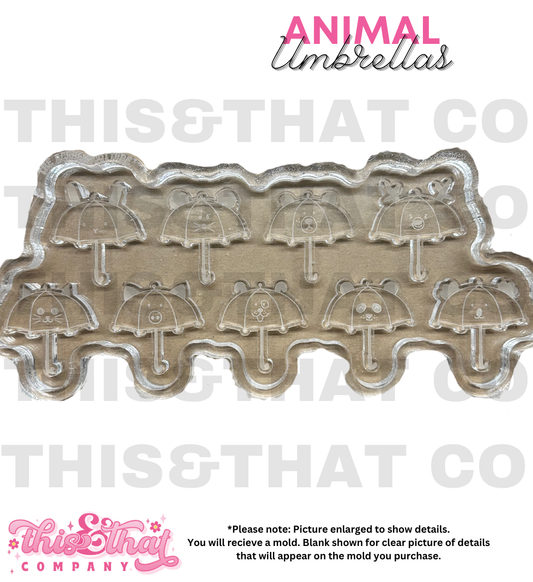 Silicone Mold For Resin | Umbrella Animals Palette