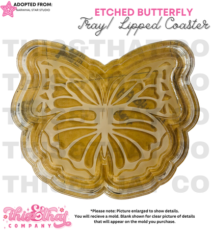 Silicone Mold For Resin |  Etched Butterfly Tray / Lipped Coaster