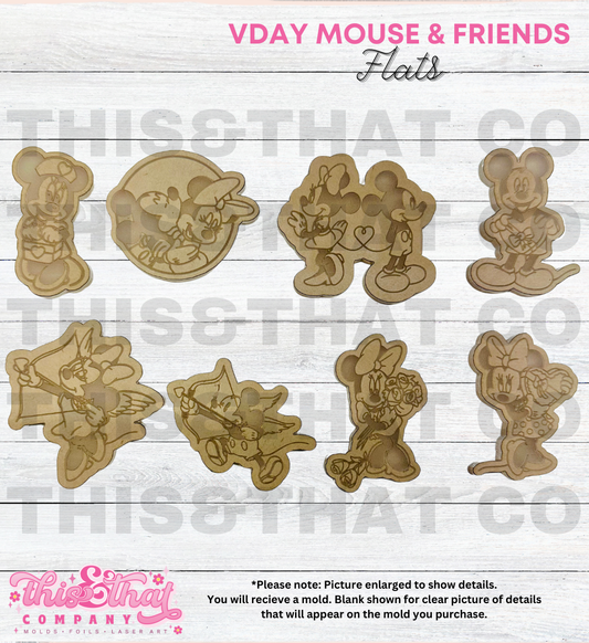 Silicone Mold For Resin | VDay Mouse & Friends Flats