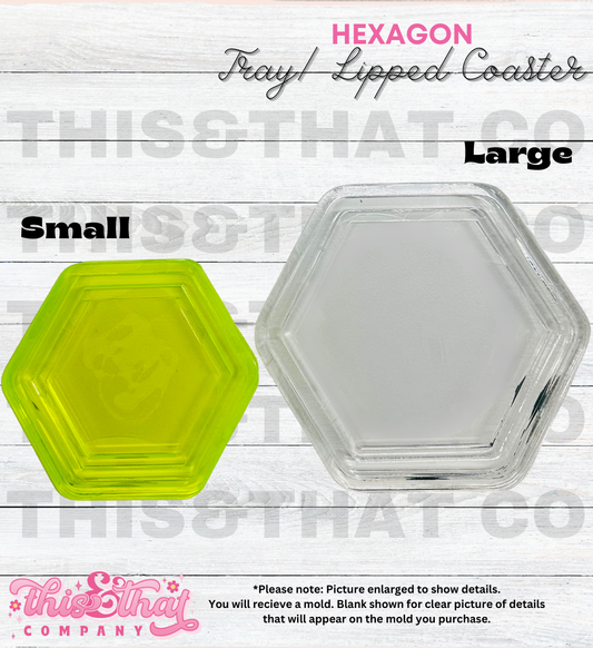 Silicone Mold For Resin |  Hexagon Tray / Lipped Coaster (2 Sizes)