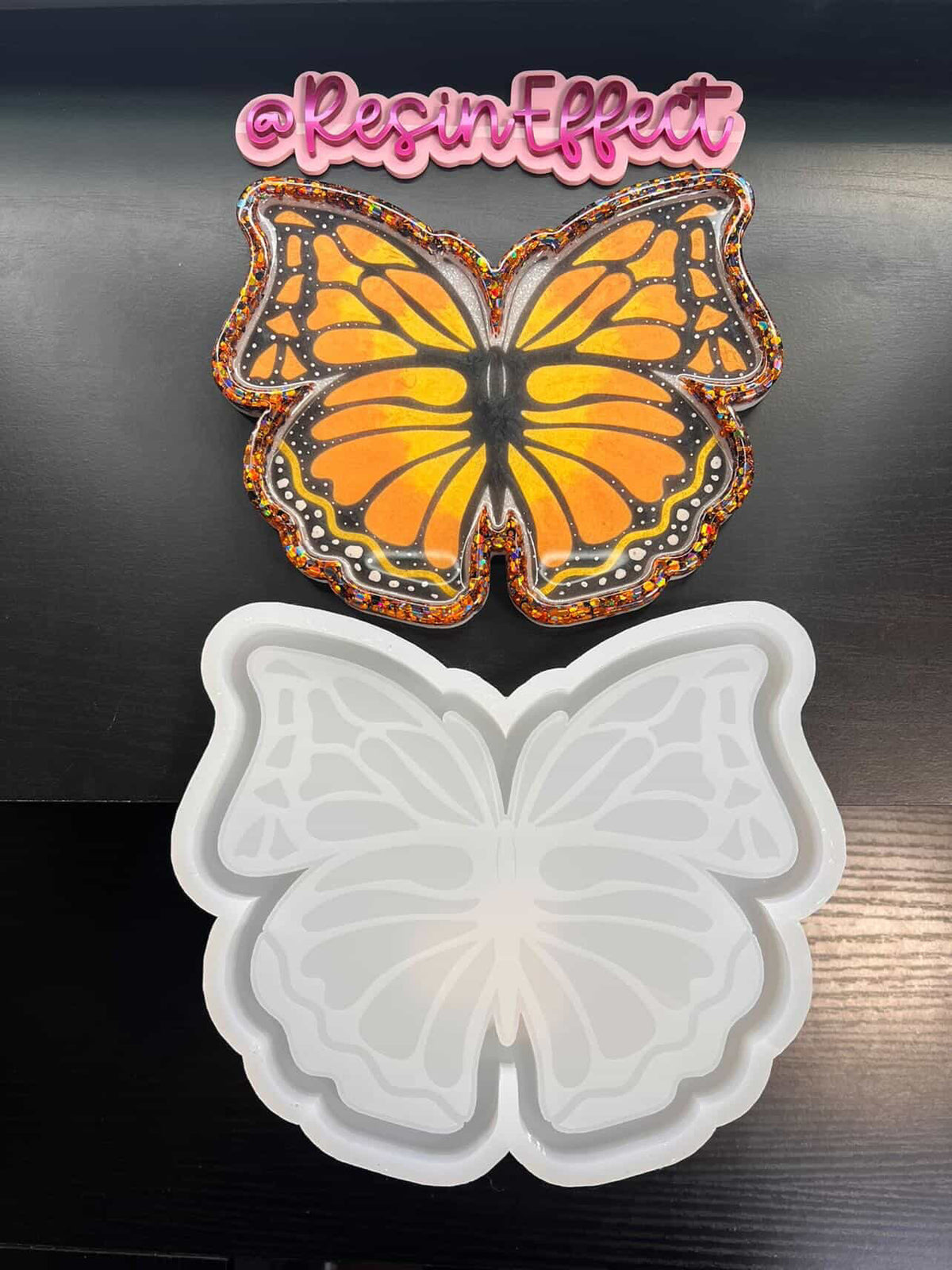 Silicone Mold For Resin |  Etched Butterfly Tray / Lipped Coaster