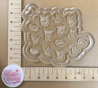 Silicone Mold for Resin | Kawaii San Purple Bunny Stud/ Bit Palette