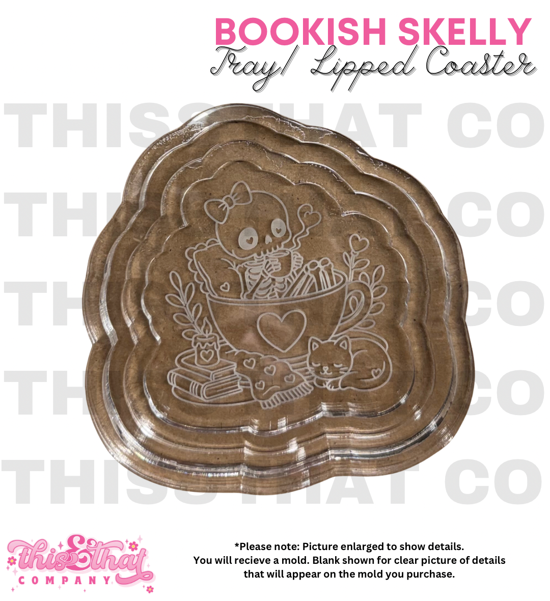 Silicone Mold for Resin | Halloween Bookish Skelly Lipped Coaster/ Tray