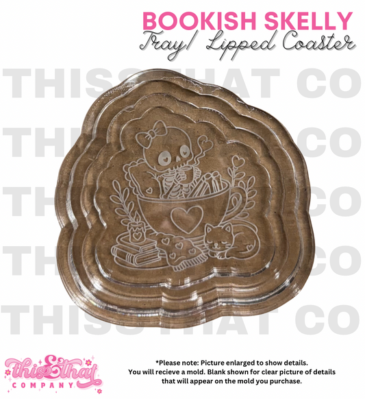 Silicone Mold for Resin | Halloween Bookish Skelly Lipped Coaster/ Tray