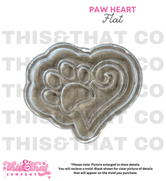 Silicone Mold for Resin | Paw Heart Flat