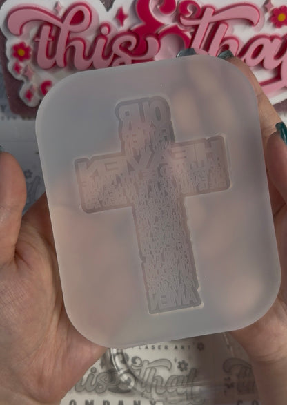 Silicone Mold For Resin | "Our Father" Prayer Cross Flat/ Wall Hanging