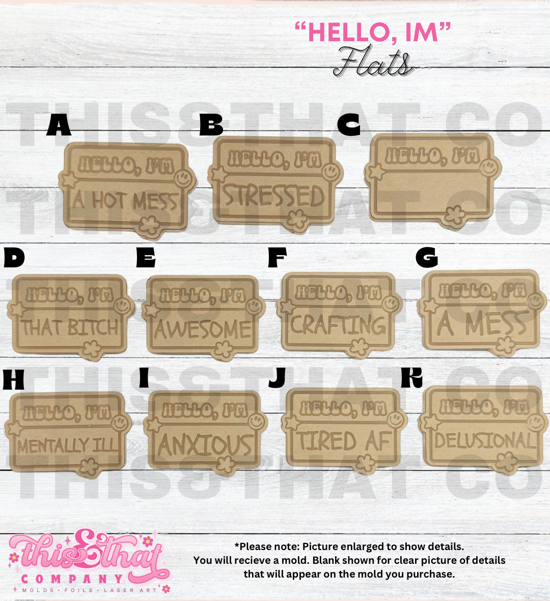 Silicone Mold For Resin |  "Hello, Im" Name Badge Flats