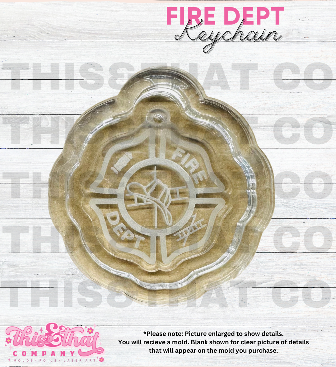 Silicone Mold | Fire Department Keychain with Hole