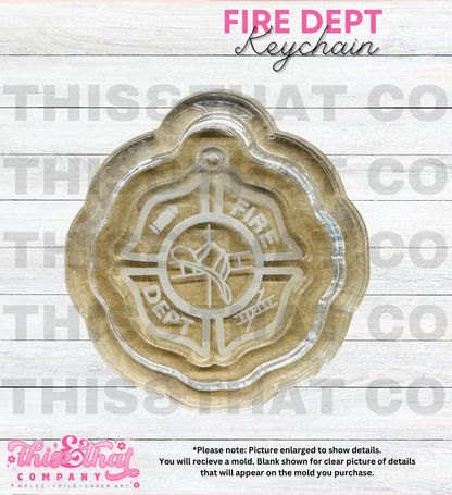 Silicone Mold | Fire Department Keychain with Hole