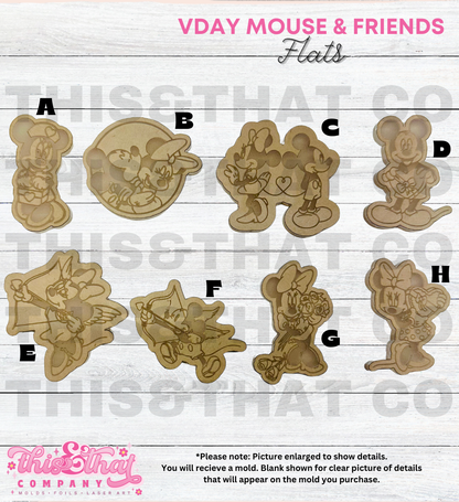 Silicone Mold For Resin | VDay Mouse & Friends Flats