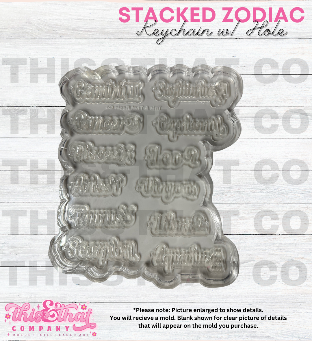 Silicone Mold for Resin | Zodiac Stacked Keychain with Hole Palette | LARGE MOLD