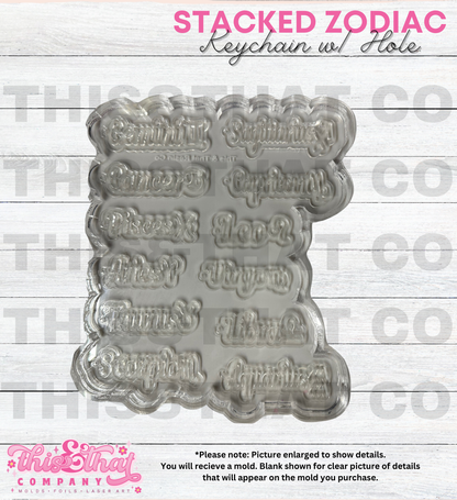 Silicone Mold for Resin | Zodiac Stacked Keychain with Hole Palette | LARGE MOLD