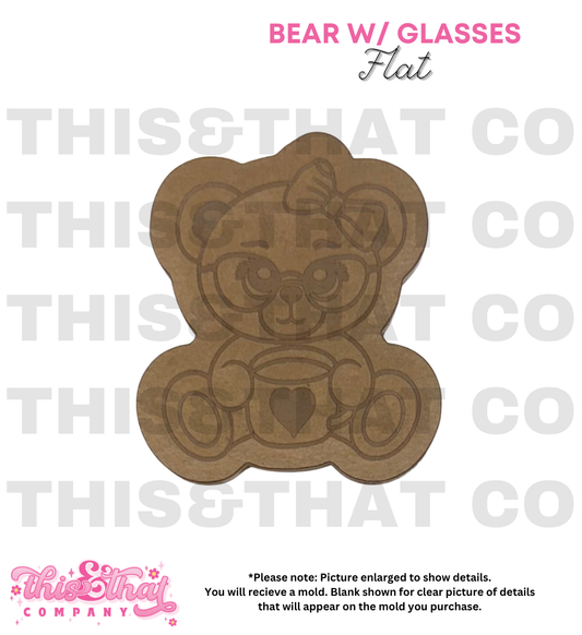 Silicone Mold for Resin | Bear w/ Glasses Flat