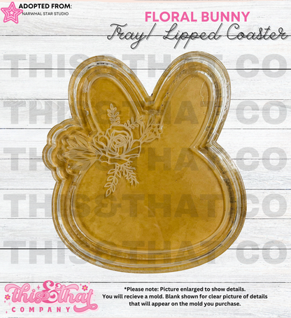 Silicone Mold For Resin |  Floral Bunny Tray / Lipped Coaster