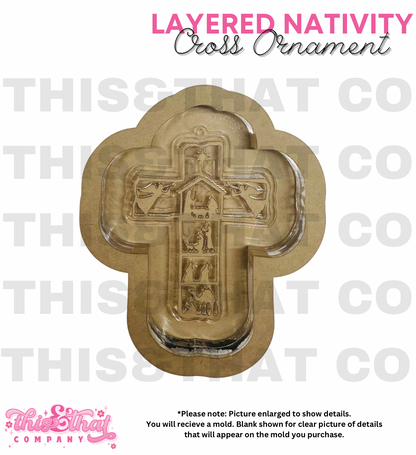 Silicone Mold for Resin | Layered Nativity Cross Ornament