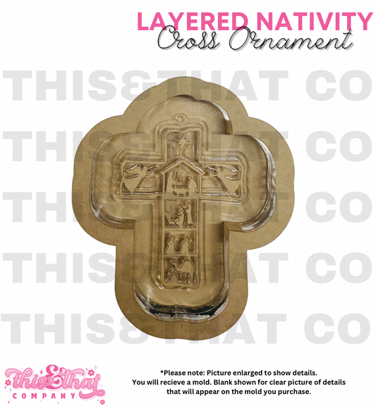 Silicone Mold for Resin | Layered Nativity Cross Ornament