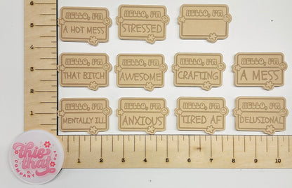 Silicone Mold For Resin |  "Hello, Im" Name Badge Flats