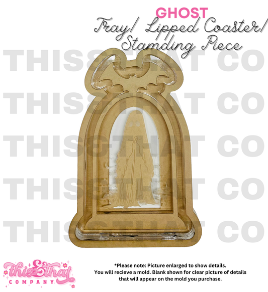 Silicone Mold For Resin |  Ghost Tray/ Lipped Coaster