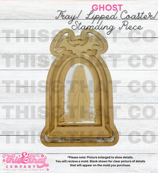 Silicone Mold For Resin |  Ghost Tray/ Lipped Coaster