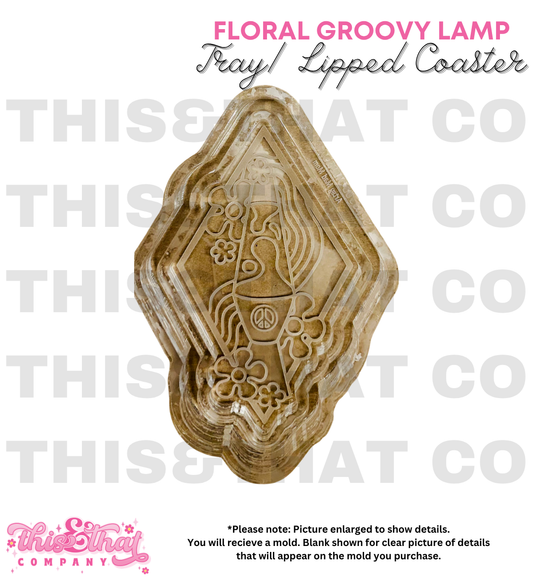 Silicone Mold For Resin |  Floral Groovy Lamp Tray/ Lipped Coaster