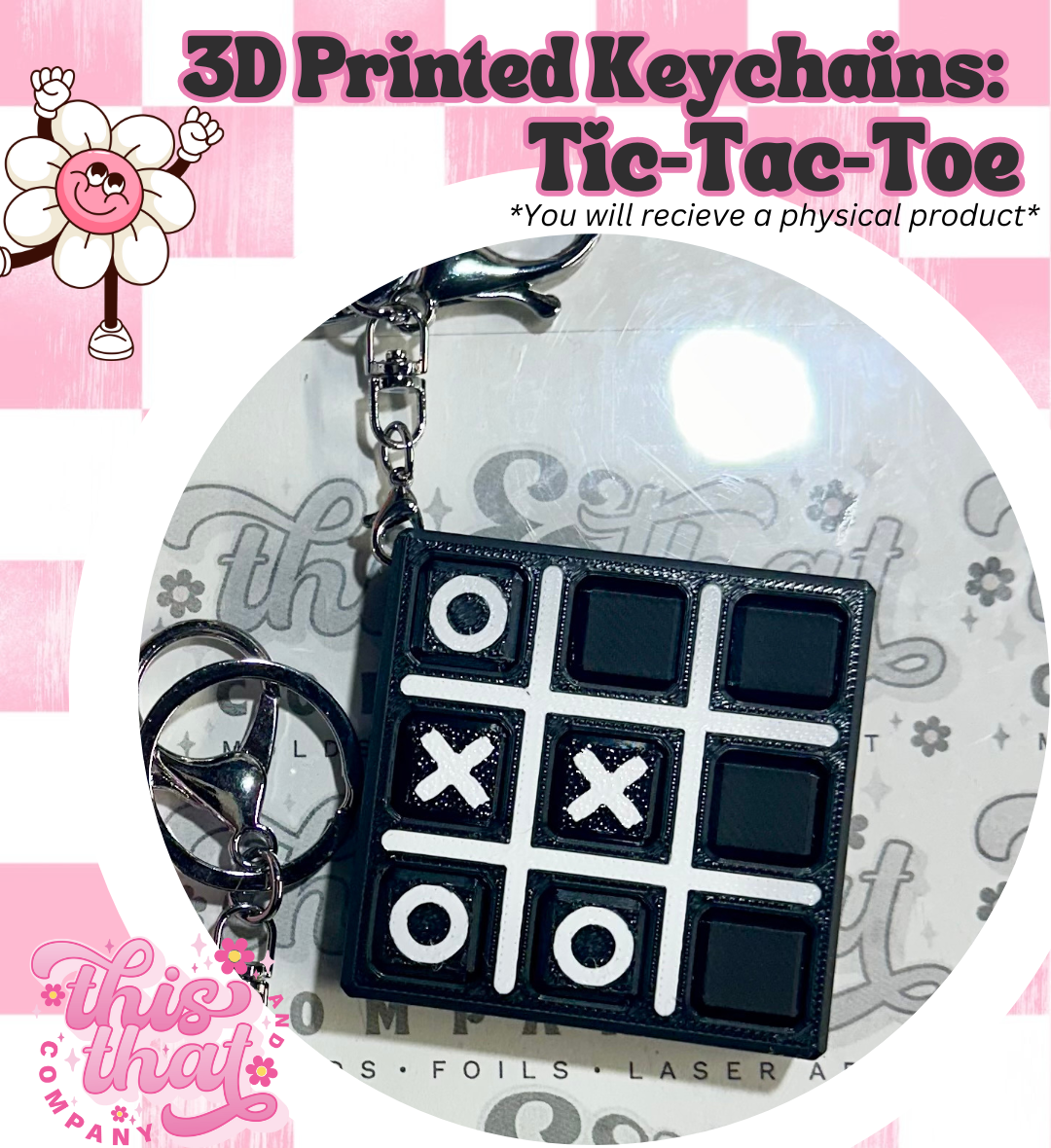 3D Print | 3D Printed | Tic Tac Toe Keychain | FULLY CUSTOMIZABLE | Standard XO