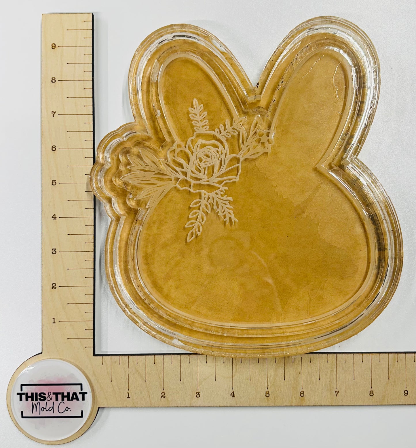 Silicone Mold For Resin |  Floral Bunny Tray / Lipped Coaster