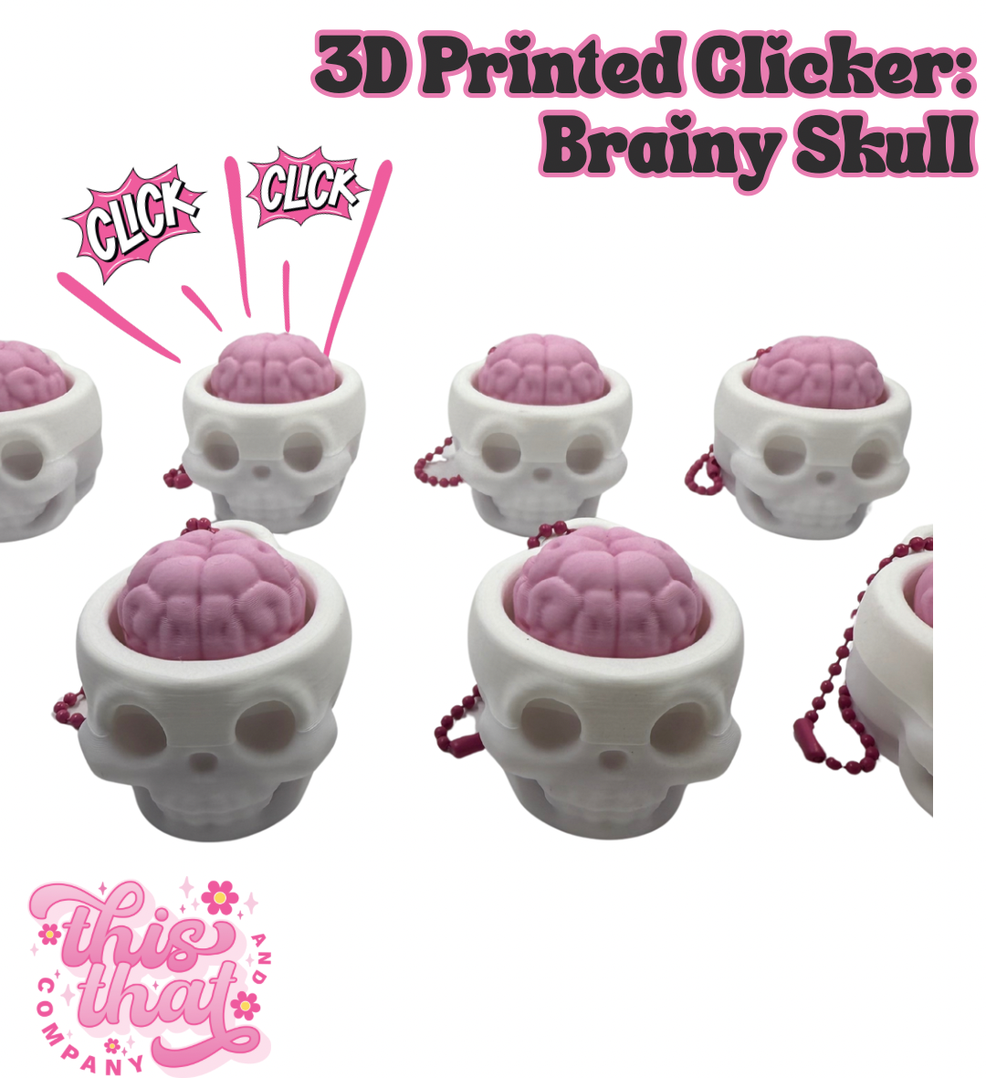 3D Print | Fidget Clicker | Brainy Skull