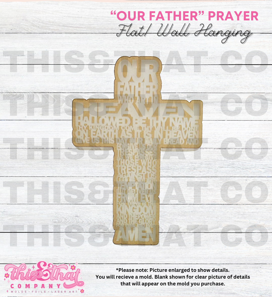 Silicone Mold For Resin | "Our Father" Prayer Cross Flat/ Wall Hanging