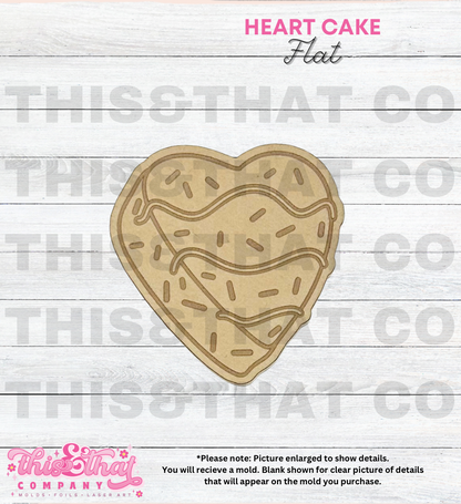 Silicone Mold For Resin | Heart Cake Flat