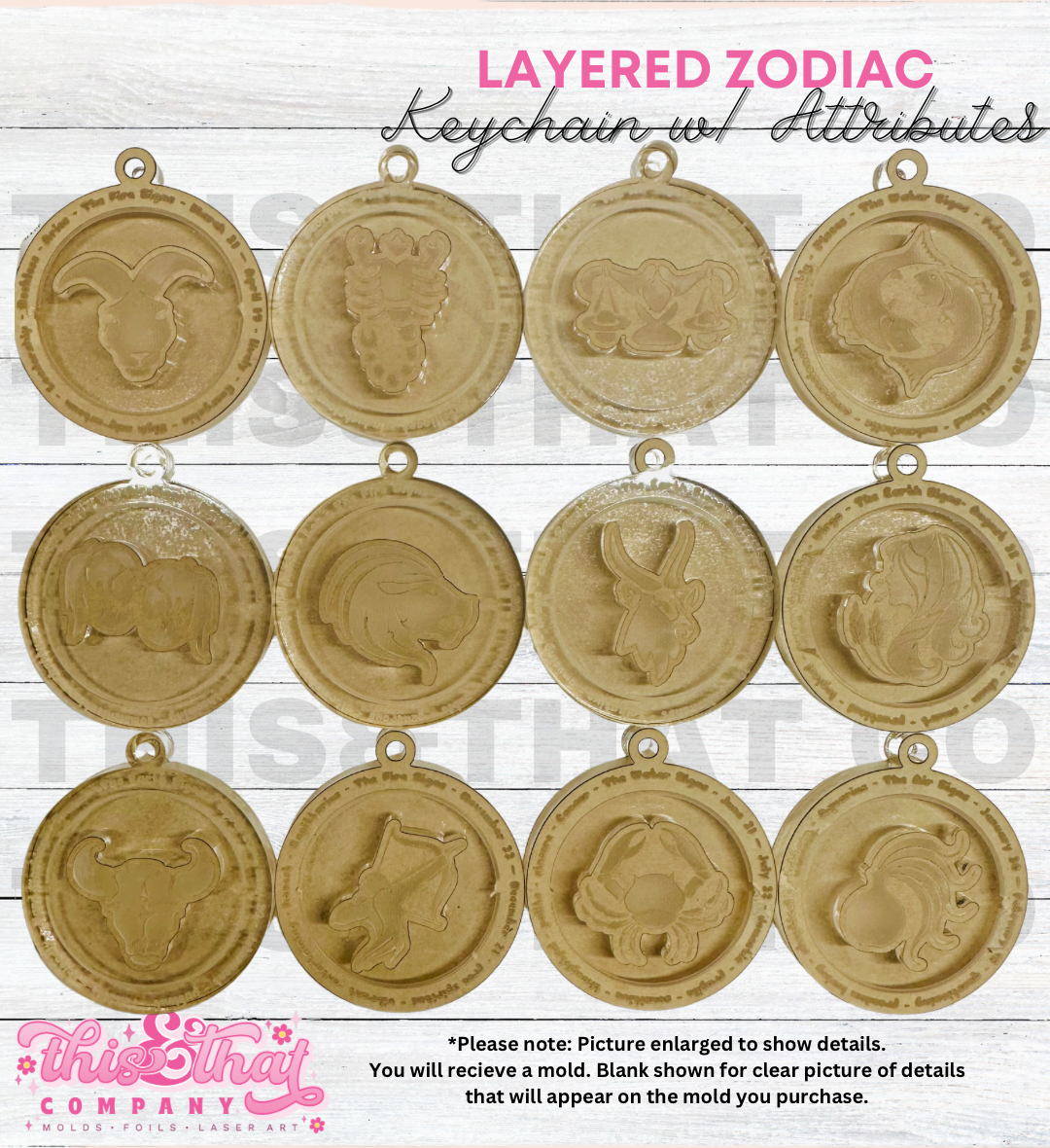 Silicone Mold for Resin | Layered Zodiac Keychain w/ Attributes